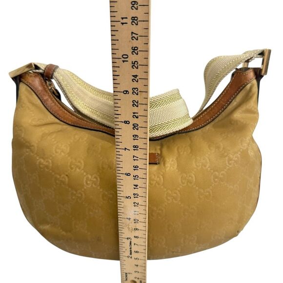 GUCCI Gold Yellow Authentic GG Crossbody Shoulder Bag Plush Soft Canvas Cloth w - Picture 10 of 13
